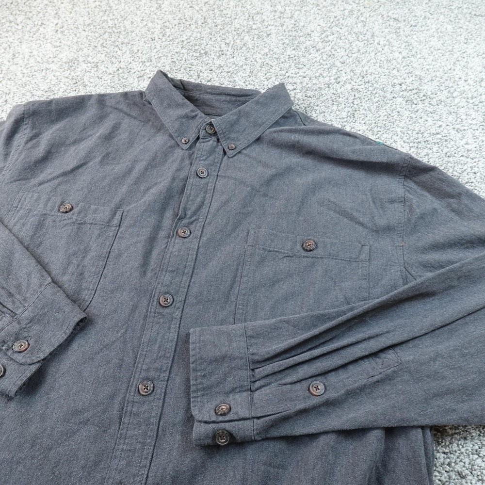 Duluth Trading Shirt Mens 3XLT Gray Flannel Button Up Long Sleeve Outdoor Work